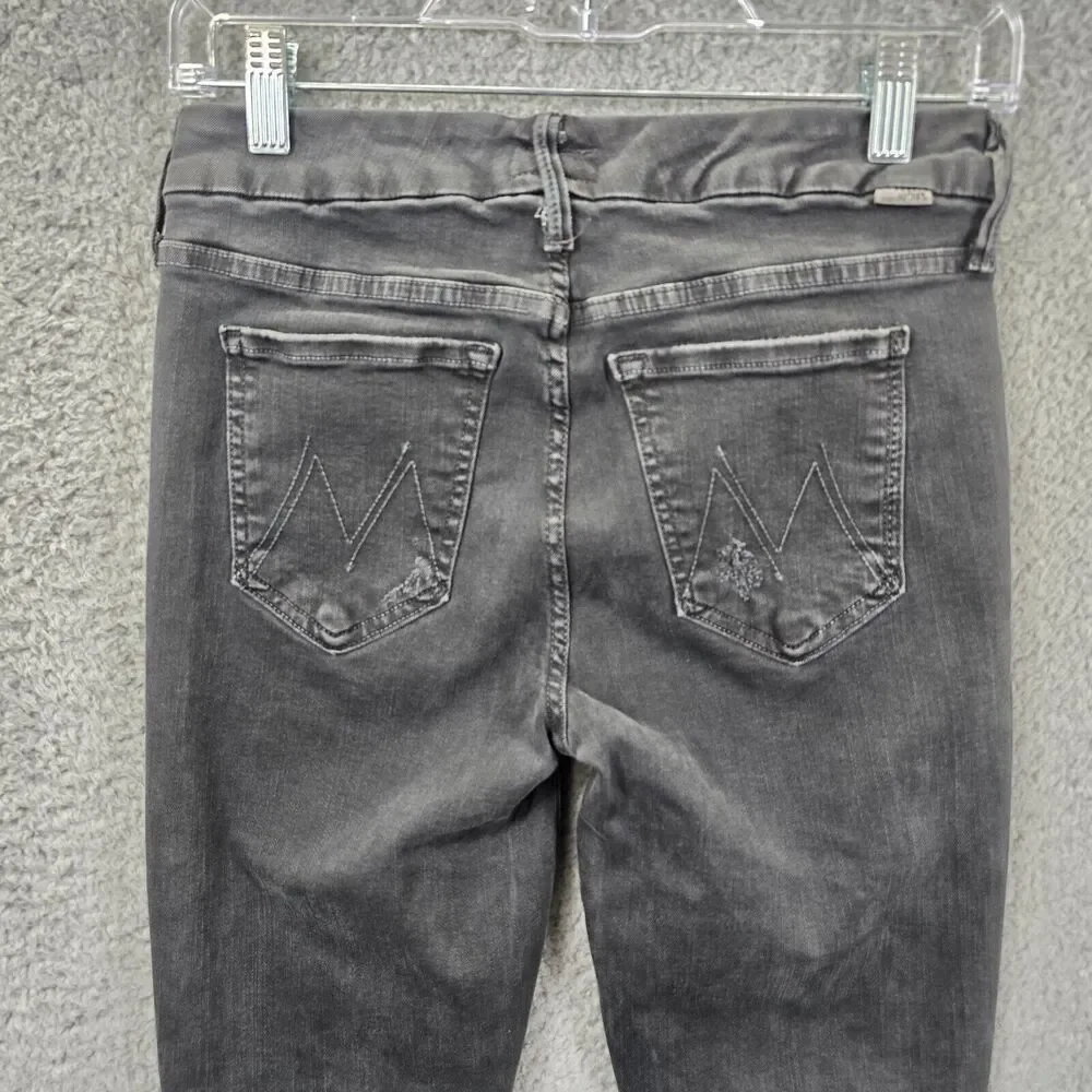 MOTHER Jeans Women's The Looker Zip Fray Dye Faded Black Size 26